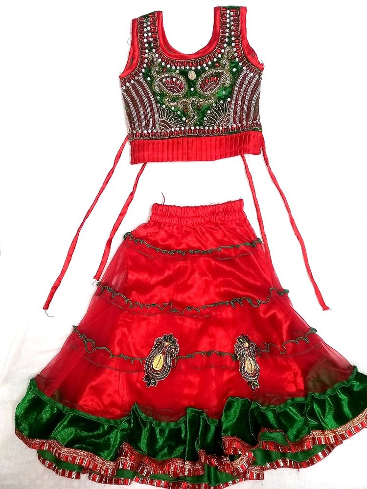 Red &amp; Green Colored Beautiful Lehenga For Kids ♥️