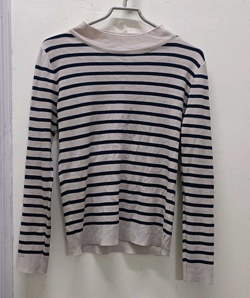 Striped Mock Neck Top