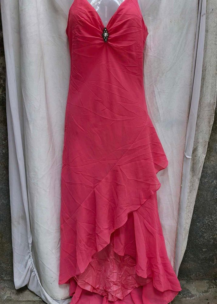 191511. Coral Ruffle Detail Dress