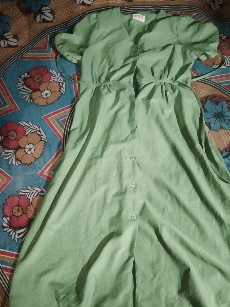 Light Olive Green Color Dress,One Piece