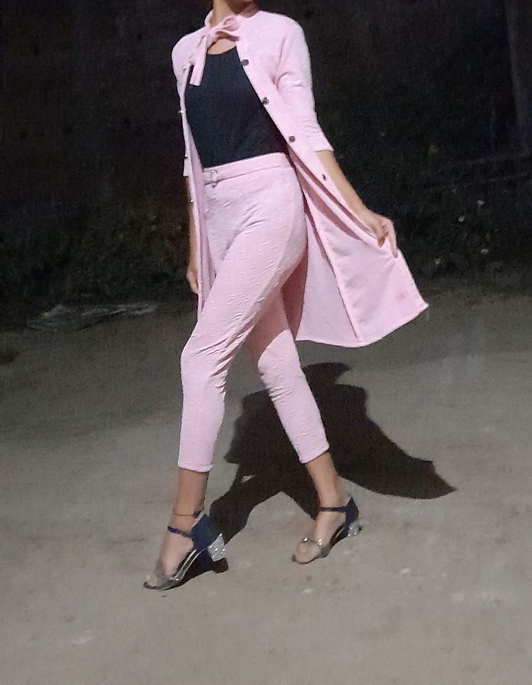 Three Pices Jumpsuit , Baby Pink Colour,