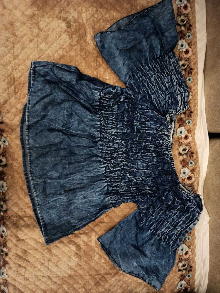 Blue Off-Shoulder Top