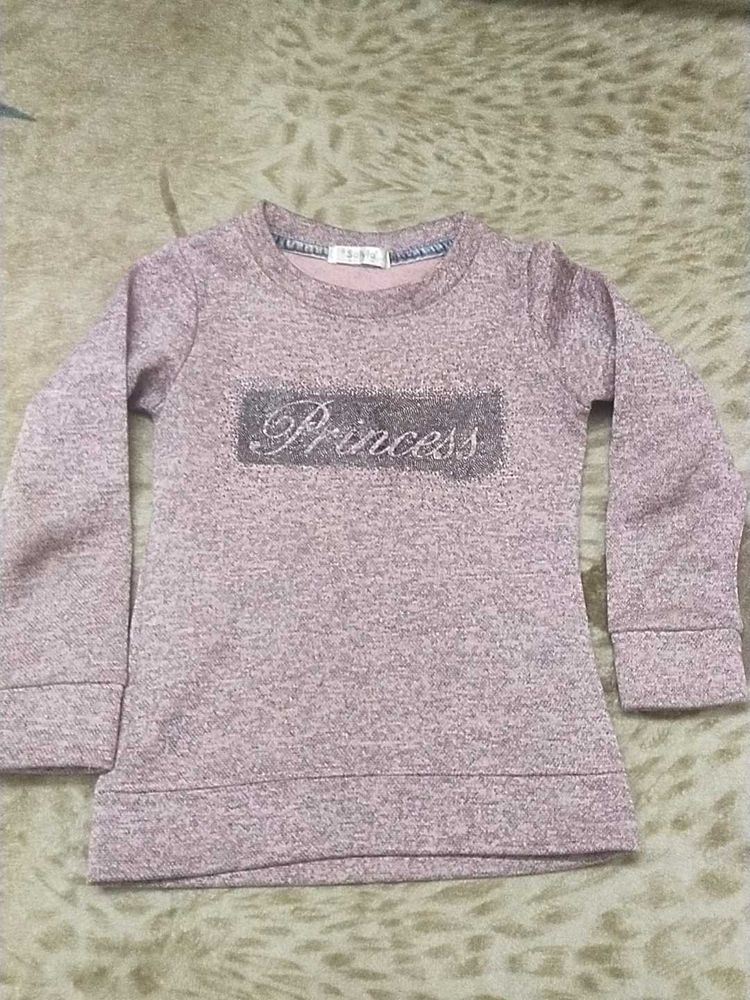 Beautiful Peach Colour T-shirt For 4 -7 Year Girl