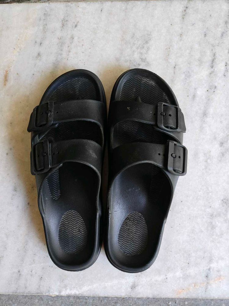 Black Double Buckle Sandals