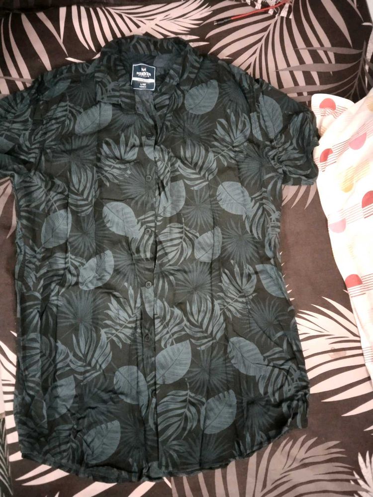 Tropical Print Casual Shirt
