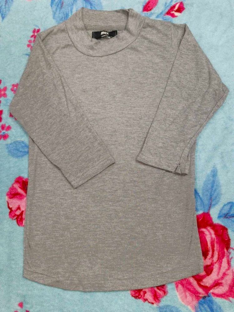 Gray Long Sleeve Top