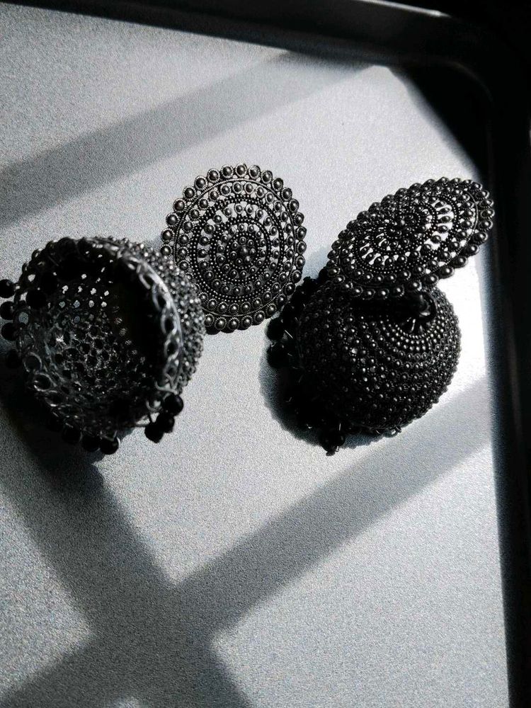 Anti-tarnished Oxidized Jhumka Earrings