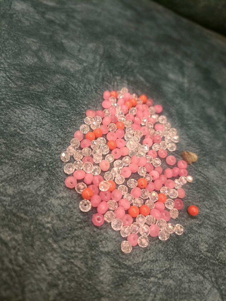 Craft Beads: Pink, Orange, &amp; Clear