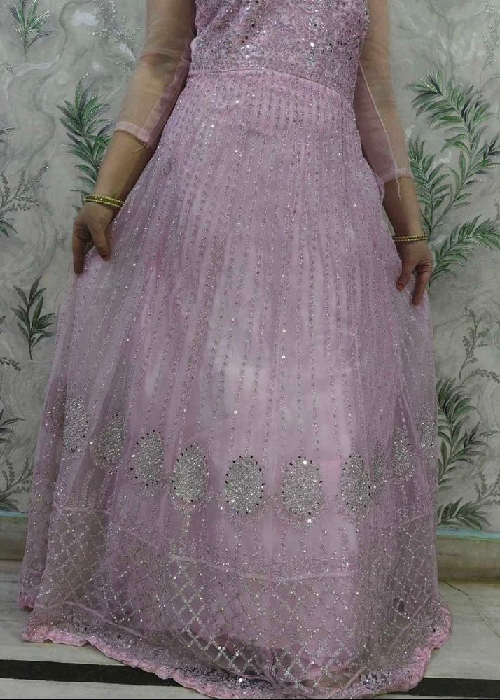 Elegant Pink Ethnic Gown with dupatta