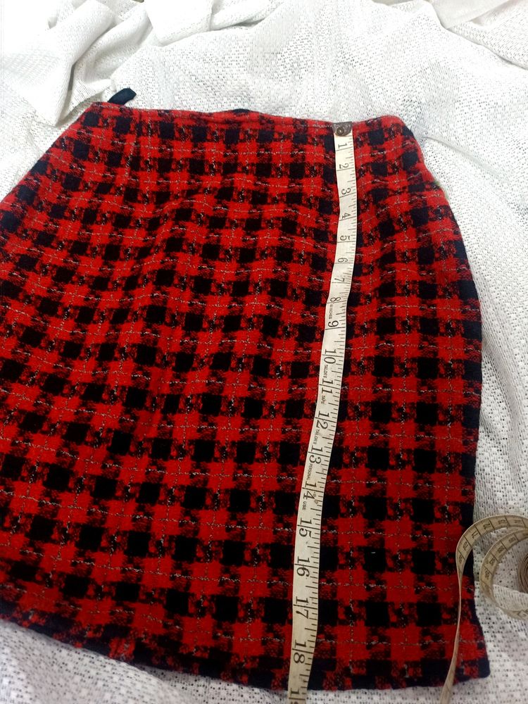 Promod Check Design Winter Skirt ❤️🖤