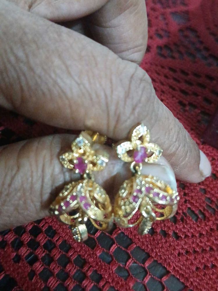 Elegant Gold-Tone Jhumka Earrings
