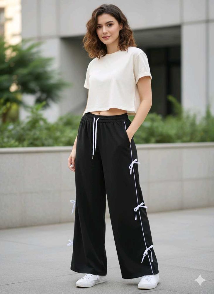 Black Casual Pajama with Side Ribbon