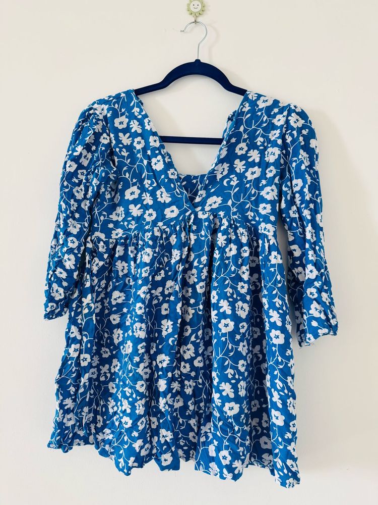 Floral Blue Mini Dress