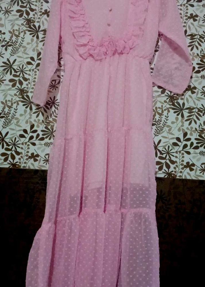 Pink Ruffle Maxi Dress