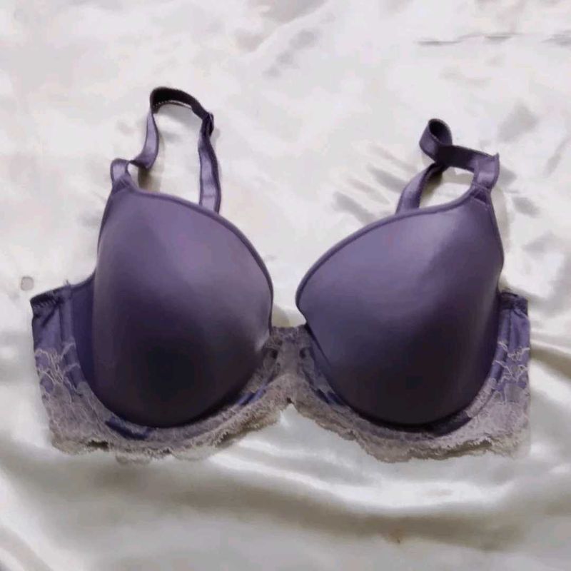 Purple Lace Trim Bra