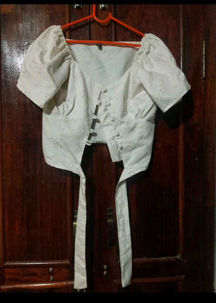 Sweetheart Neck Floral Puff Sleeve Crop Top