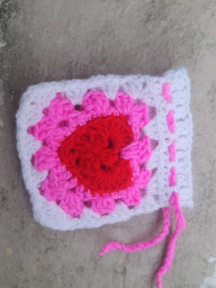 🪷Handmade Crochet Granny Square Drawstring Pouch
