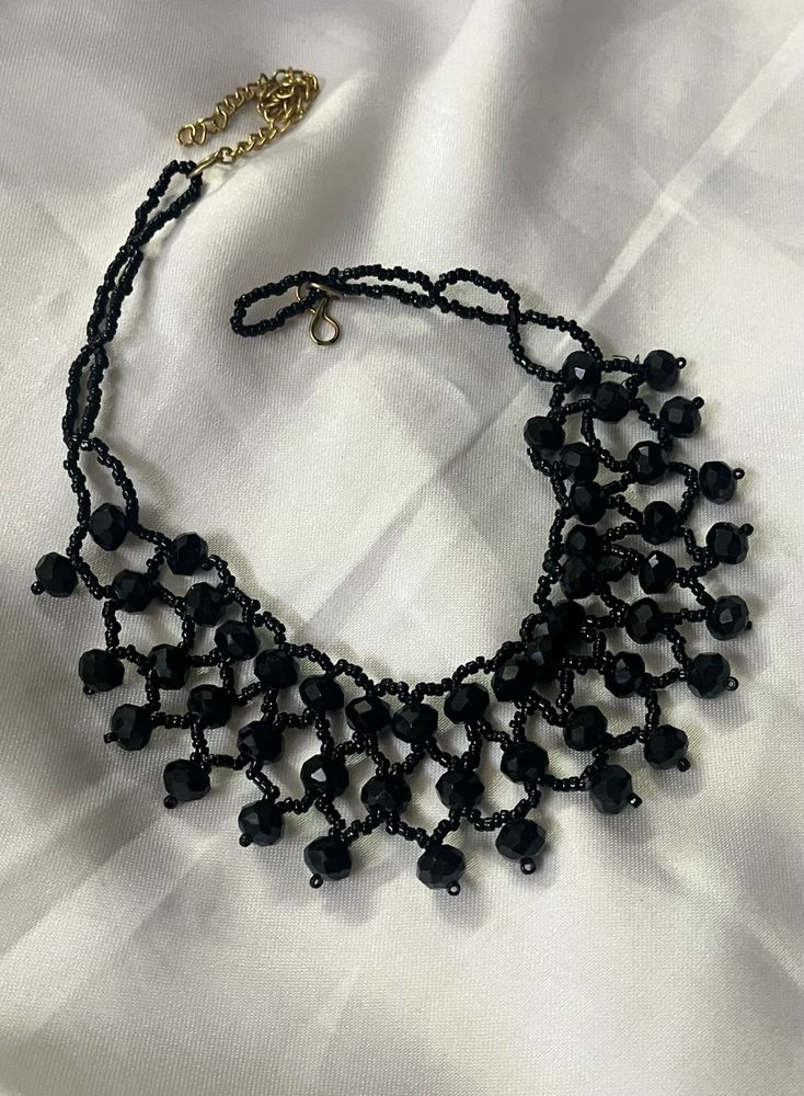Black Beaded Choker Necklace