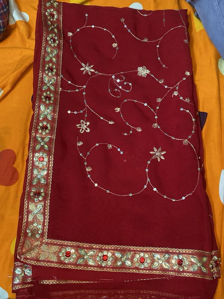 Elegant Maroon Saree