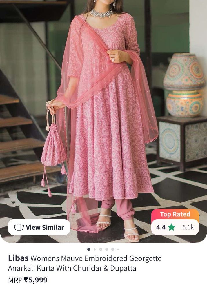 Mauve Embroidered Anarkali Kurta Set