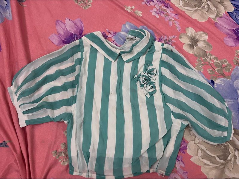 Vintage Striped Floral Blouse