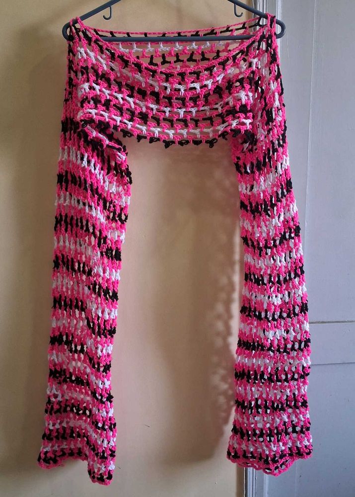Crochet Bolero - Pink, Black &amp; White