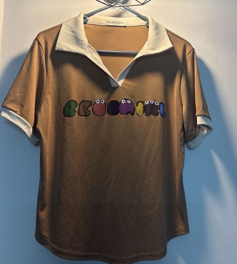 Cartoon Print Collared Top