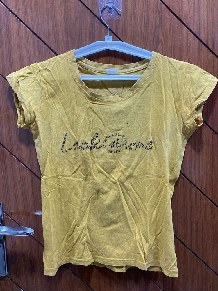 Yellow Graphic Print Tee