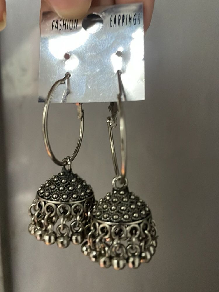 Silver Jhumka Earrings