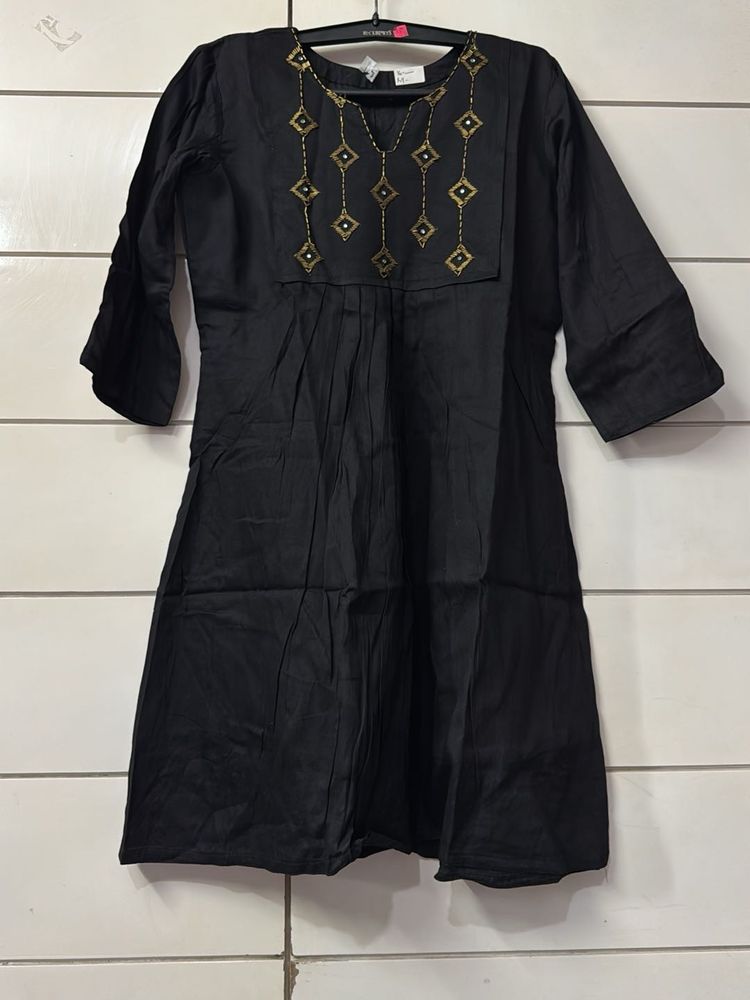 Black Kurti unique embroidery work With Astar