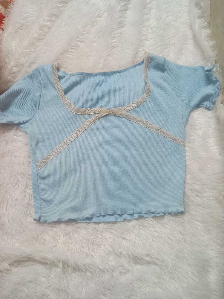 Cute Light Blue Crop Top