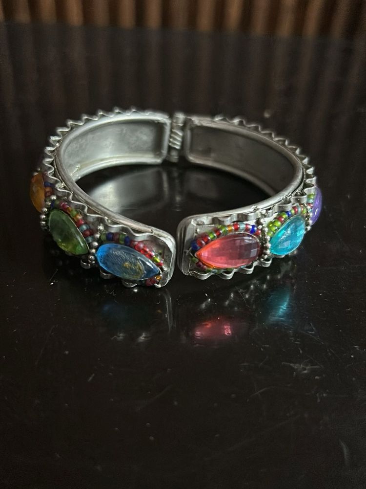Colorful Gemstone Cuff Bracelet