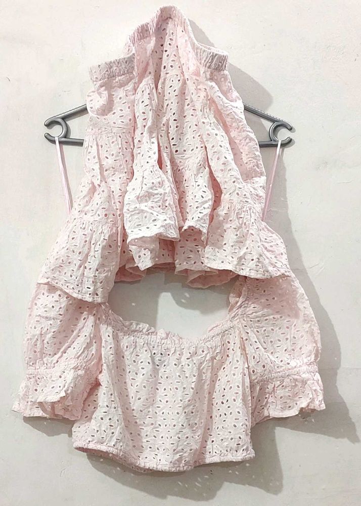 Pink Eyelet Co-ord Set