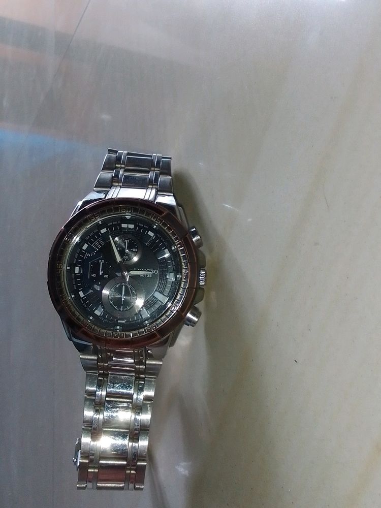 Longbo Men Sliver Metallic Watch