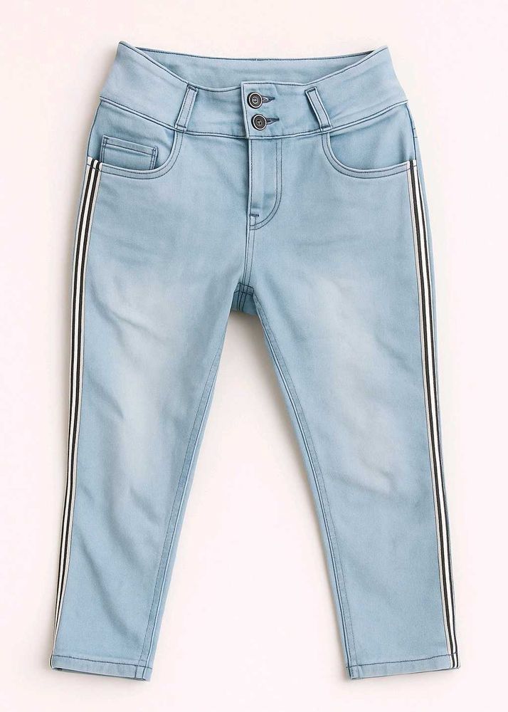 Girls Denim Jeans with Side Stripes