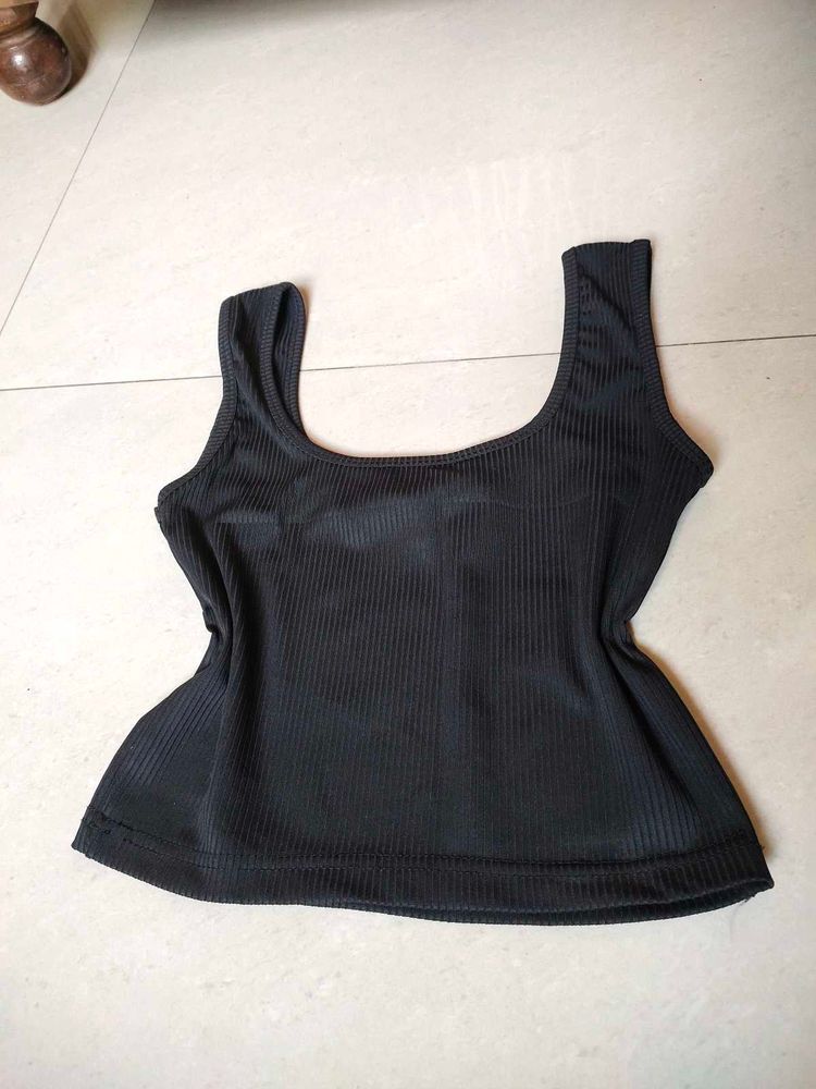 Black Ribbed Tank Top