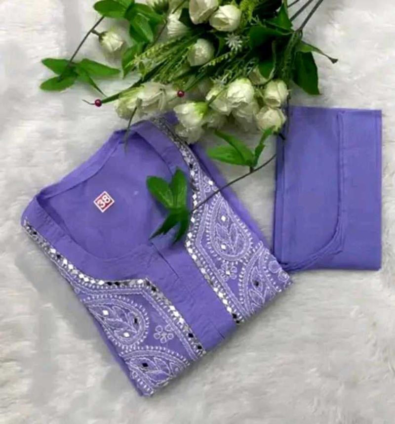 Embroidered Lavender Kurta Set