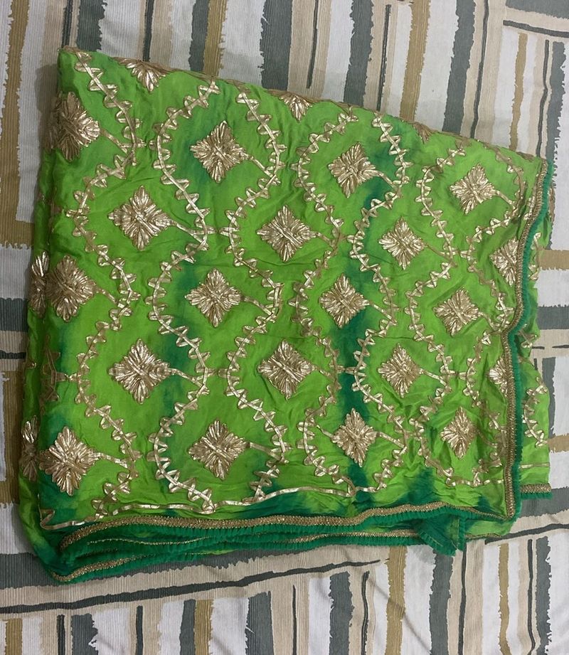 Green Embroidered Duppta (Punjabi Tiledar Embroid)