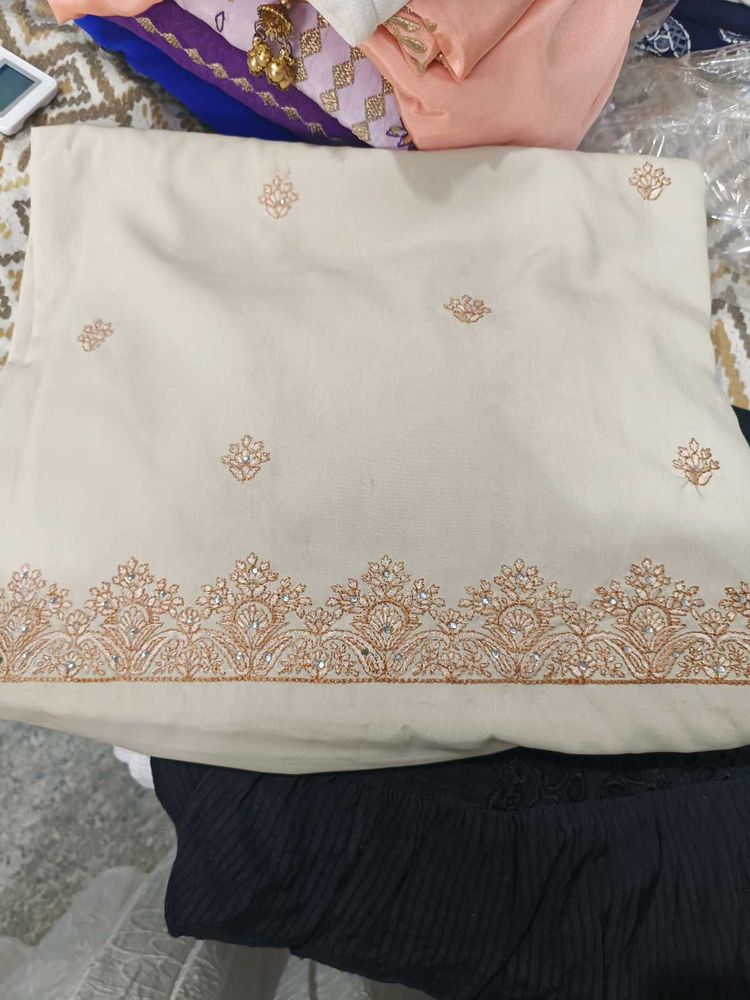 Embroidered Cream Fabric