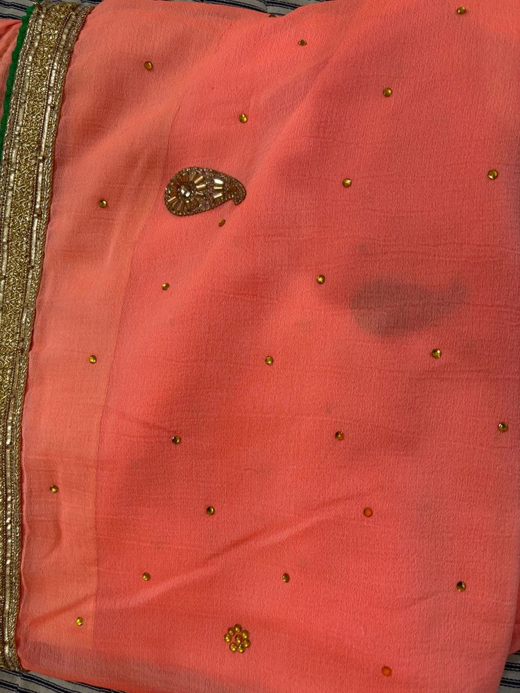 Peach Saree