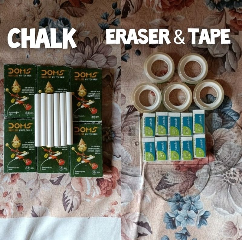 Eraser Tape Chalk Combo Stationary Art Craft Gift