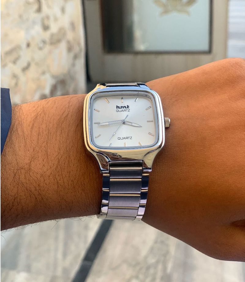 HMT Quartz Silver Square Watch