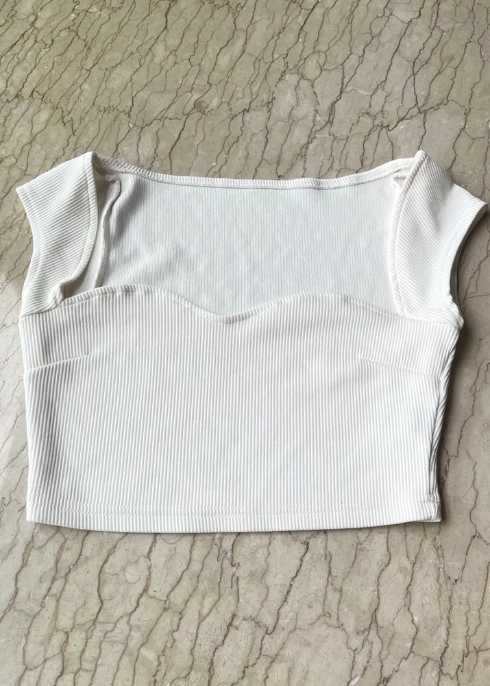 Ribbed White Crop Top