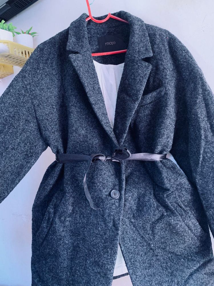 Maje Gray Wool Blend Coat