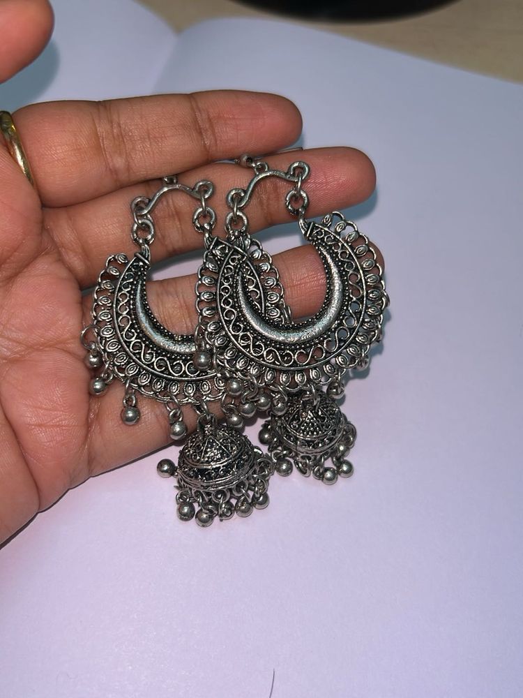 Silver Jhumka Earrings