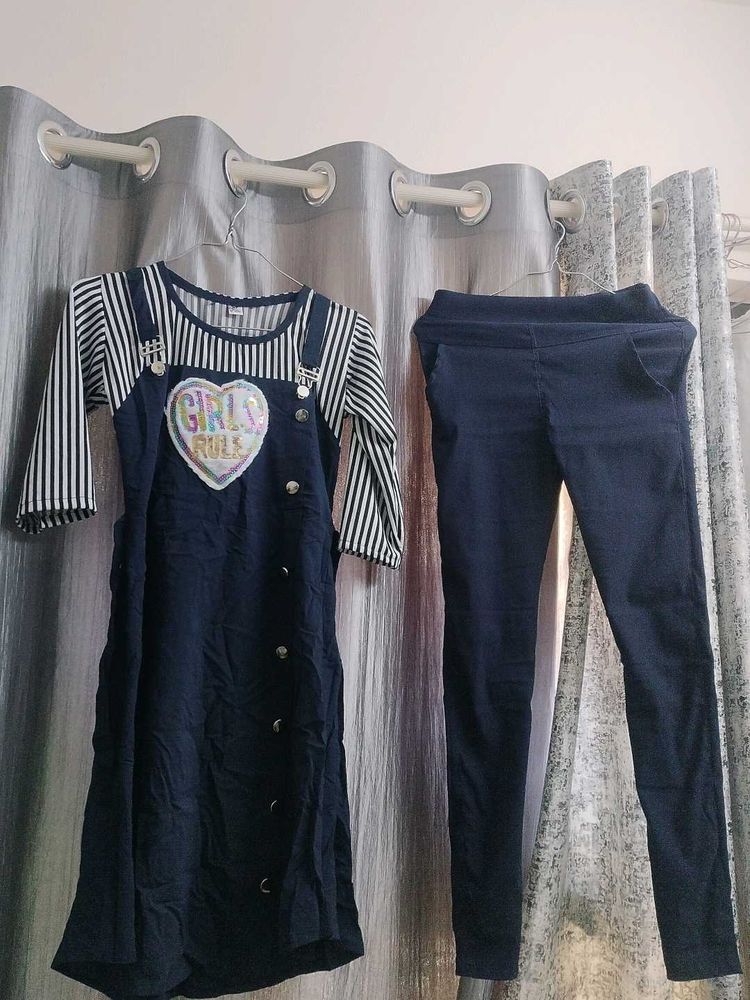 Navy Blue Top With Jeggings Combo
