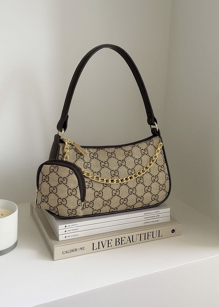 Gucci Printed Chain Detailed Shoulder Handbag