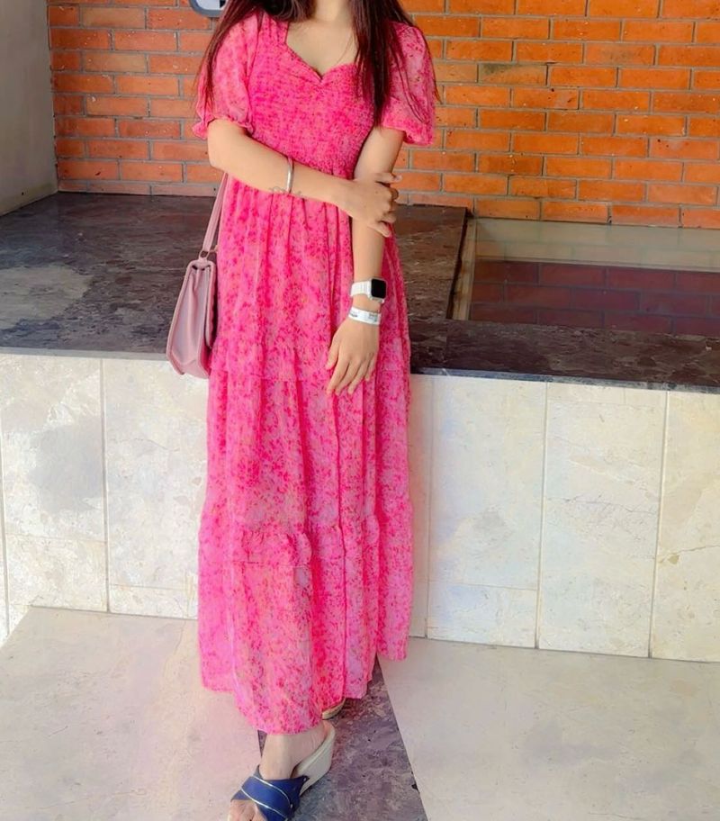 Pink Floral Maxi Dress