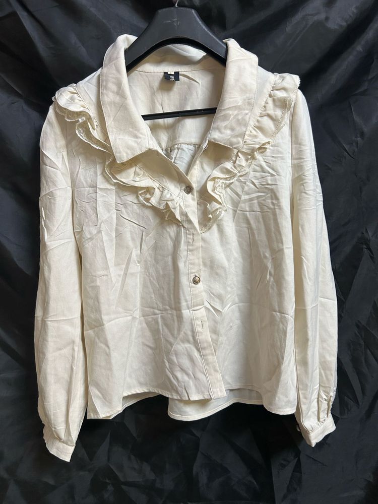 Ruffled Button-Down Shirt