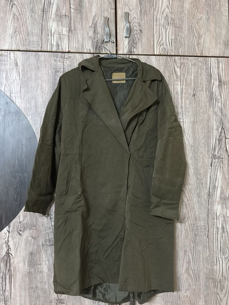 Elegant Olive Green Trench Coat